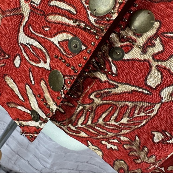 vintage trenz by theresa renz botanical print boxy Jacket sz L silk blend - Picture 2 of 9